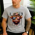 Highland Cow 4th July USA Flag Dad Father America Men Boys Men's Casual T-Shirt Sport Grey