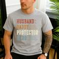 Husband Daddy Protector Hero For Dad Father's Day Men's Casual T-Shirt Sport Grey