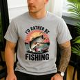 Id Rather Be Fishing Largemouth Bass Fish Dad Jokes Men's Casual T-Shirt Sport Grey