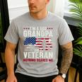I'm A Dad Grandpa And Veteran Retro Papa Grandpa Men's Casual T-Shirt Sport Grey