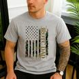 JROTC Dad United States Distressed Camo w US Flag Men's Casual T-Shirt Sport Grey JROTC Dad United States Distressed Camo w US Flag Men's Casual T-Shirt Sport Grey