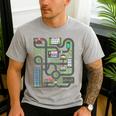 Kid Play Cars On Dad Back Race Track Mat Fathers Day Men's Casual T-Shirt Sport Grey
