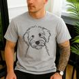 Line Art Dad Mom Dog Sheepadoodle Men's Casual T-Shirt Sport Grey Line Art Dad Mom Dog Sheepadoodle Men's Casual T-Shirt Sport Grey