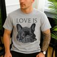 Love Is French Bulldog Shirt Frenchie Lover Tee Dog Mom Dad Men's Casual T-Shirt Sport Grey