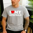I Love My Step-Dad Heart Family Grandpa StepDad Bonus Dad Men's Casual T-Shirt Sport Grey
