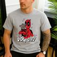 Marvel Super Heroes Pets Deadpool Loves Dogpool Dog Dad Men's Casual T-Shirt Sport Grey