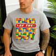 Mom And Dad Mama Birthday Boy Building Bricks Family Party Men's Casual T-Shirt Sport Grey