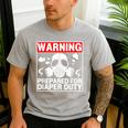 New Dad Prepared For Diaper Duty Daddy Diaper Duty Men's Casual T-Shirt Sport Grey