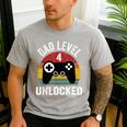 New Dad Shirt Dad Level 4 Unlocked For 4 Kids Gaming Men's Casual T-Shirt Sport Grey