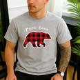 PAPA Bear Men Red Plaid Christmas Pajama Family Dad Small Men's Casual T-Shirt Sport Grey