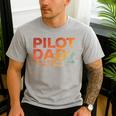 Pilot Dad Art For Men Father Aviation Airplane Pilot Men's Casual T-Shirt Sport Grey