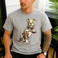 Pitbull I Love Dad Pit Bull Terrier Pettie Dog Owner Father Men's Casual T-Shirt Sport Grey