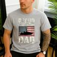 Proud Coast Guard Dad USCG American Flag T-Shirt Men's Casual T-Shirt Sport Grey