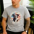 Proud Greyhound Dad American Flag Patriotic Greyhound Dad Men's Casual T-Shirt Sport Grey