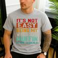 Retro Fathers Day Not Easy Being My Wifes Stud Muffin Dad Men's Casual T-Shirt Sport Grey