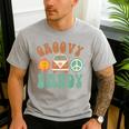 Retro Groovy Daddy Matching Family Birthday Party Men's Casual T-Shirt Sport Grey