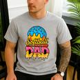 Retro Ice Cream Drip Softball Dad Game Day Dad Father's Day Men's Casual T-Shirt Sport Grey