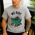 We Ride At Dawn Lawn Mower Zero-Turn Dad Mowing Men's Casual T-Shirt Sport Grey