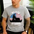 We Ride At Dawn Lawnmower Lawn Mowing Dad Vintage Men Men's Casual T-Shirt Sport Grey