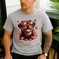Rottweiler Heart Glasses Cute Rottie Dog Lover Mom Dad Kids Men's Casual T-Shirt Sport Grey
