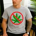 Say No Cannabis Anti-Marijuana Retro Weed Parent Dad Mom Men's Casual T-Shirt Sport Grey