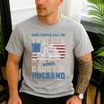 Semi Truck Driver Trucker Daddy Husband US American Flag Men's Casual T-Shirt Sport Grey