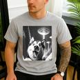 Siberian Husky Alien UFO Taking a Selfie Dog Mom Dad Men's Casual T-Shirt Sport Grey