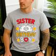 Sister Of The Birthday Boy Family Matching Dad Mom Men's Casual T-Shirt Sport Grey Sister Of The Birthday Boy Family Matching Dad Mom Men's Casual T-Shirt Sport Grey