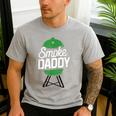 Smoke Daddy Green Egg Pitmaster Dad Tshirt BBQ Grill Men's Casual T-Shirt Sport Grey
