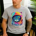 Space Cat Mom Cat Dad Men Women Kids Astronaut Space Men's Casual T-Shirt Sport Grey