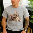 Tabby Cat Mom Dad Pet Shop Tabby Cats Kitten Tabby Cat Men's Casual T-Shirt Sport Grey