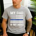 Thin Blue Line My Dad Is My Hero Son Daughter Of Cop Men's Casual T-Shirt Sport Grey