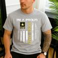 Vintage I'm A Proud Army Dad With American Flag Men's Casual T-Shirt Sport Grey