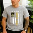 Vintage US Army Proud Dad With American Flag Men's Casual T-Shirt Sport Grey