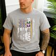 Vintage USA Flag Billiards Player Proud Pool Dad Men's Casual T-Shirt Sport Grey