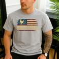 Vintage USA Flag Chicken Dad Stars Men's Casual T-Shirt Sport Grey