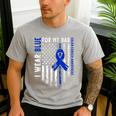 I Wear Blue For My Dad Colon Cancer Awareness Blue USA Flag Men's Casual T-Shirt Sport Grey