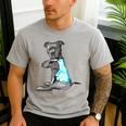 Women Dog Pitbull I Love Dad Tattoo Men's Casual T-Shirt Sport Grey