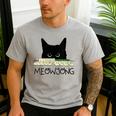 Women's Meowjong Cat Mahjong Chinese Game Cat Mom Dad Men's Casual T-Shirt Sport Grey
