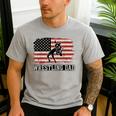 Wrestling Dad US Flag Fathers Day Retro Wrestling Fans Men's Casual T-Shirt Sport Grey