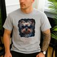 Yorkie Dad Cute Cool Dog In Sunglasses C Men's Casual T-Shirt Sport Grey