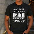 21st Birthday Dad Mom 21 Year Old Son Matching Family Men's Casual T-Shirt Dark Grey