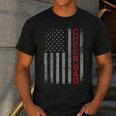 American Flag Cheer Dad Vintage Patriotic Father Cheerleader Men's Casual T-Shirt Dark Grey