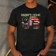 American Flag Trump 2024 Daddy's Home We The People Men's Casual T-Shirt Dark Grey