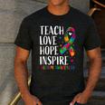 Autism Awareness Ribbon Mom Dad Kids Autistic Support Autism Men's Casual T-Shirt Dark Grey