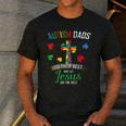 Autism Dad Son Father Autistic Kid Awareness Jesus Christian Men's Casual T-Shirt Dark Grey