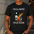 Autism Dad Support Alone Puzzle You'Ll Never Walk Premium Tri-Blend Men's Casual T-Shirt Dark Grey