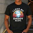 Axolotl Kids Teens Retro Sunset I Love My Daddy Men's Casual T-Shirt Dark Grey