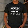 BBQ Barbecue Grilling Butt Rubbed Pork Pulled Pitmaster Dad Men's Casual T-Shirt Dark Grey
