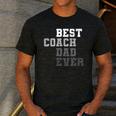Best Coach Dad Ever Football Soccer Baseball Basketball Men's Casual T-Shirt Dark Grey
